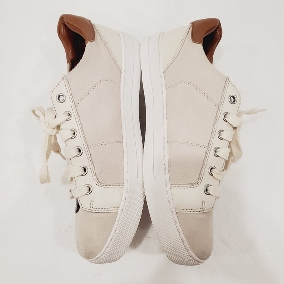 NEW Coach Paddy Beige Suede Leather Chalk-Oatmeal / Saddle Brown Sneakers - Picture 3 of 8